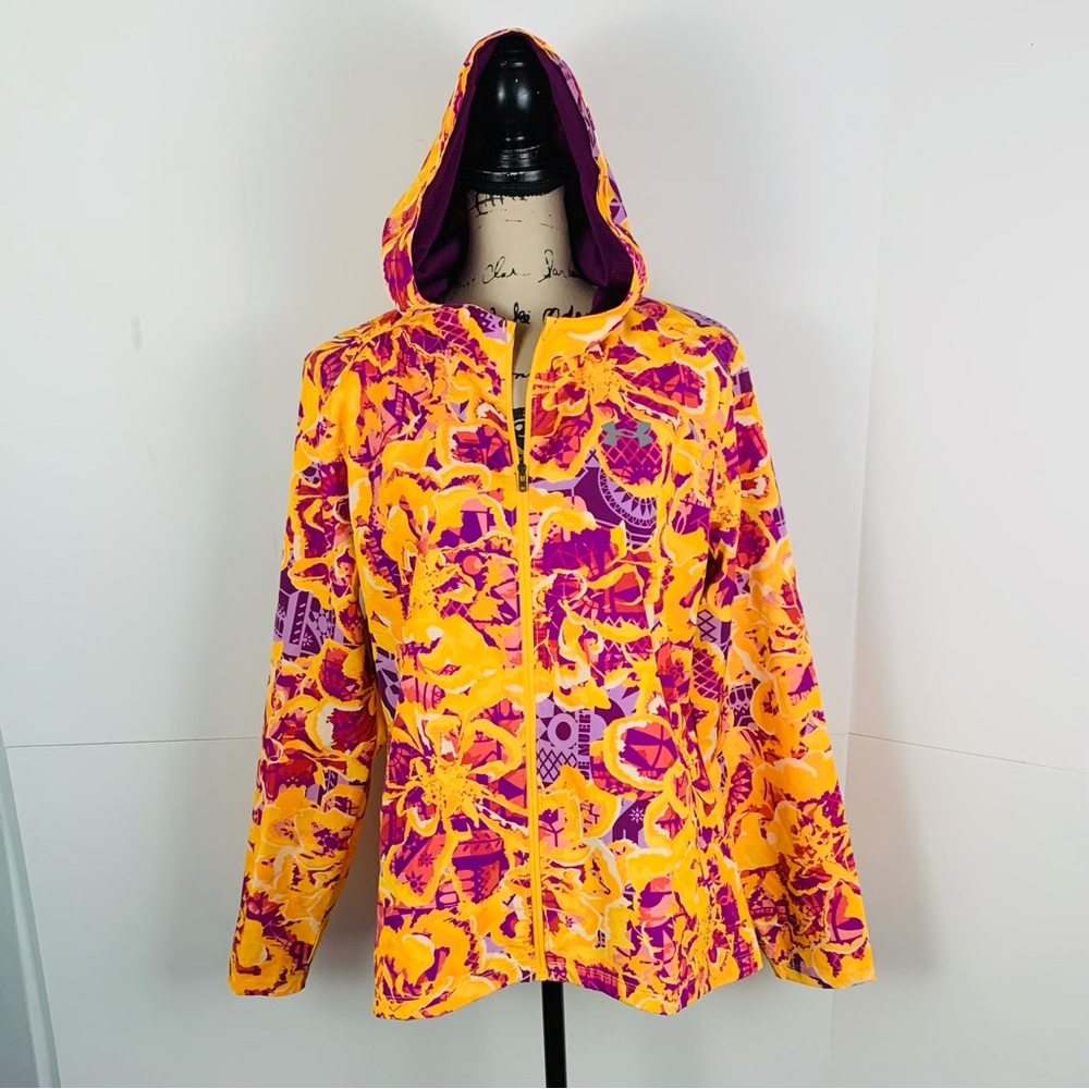 NWT Under Armour Women XL Día De Los Muertos Full Zip Windbreaker Running Hooded